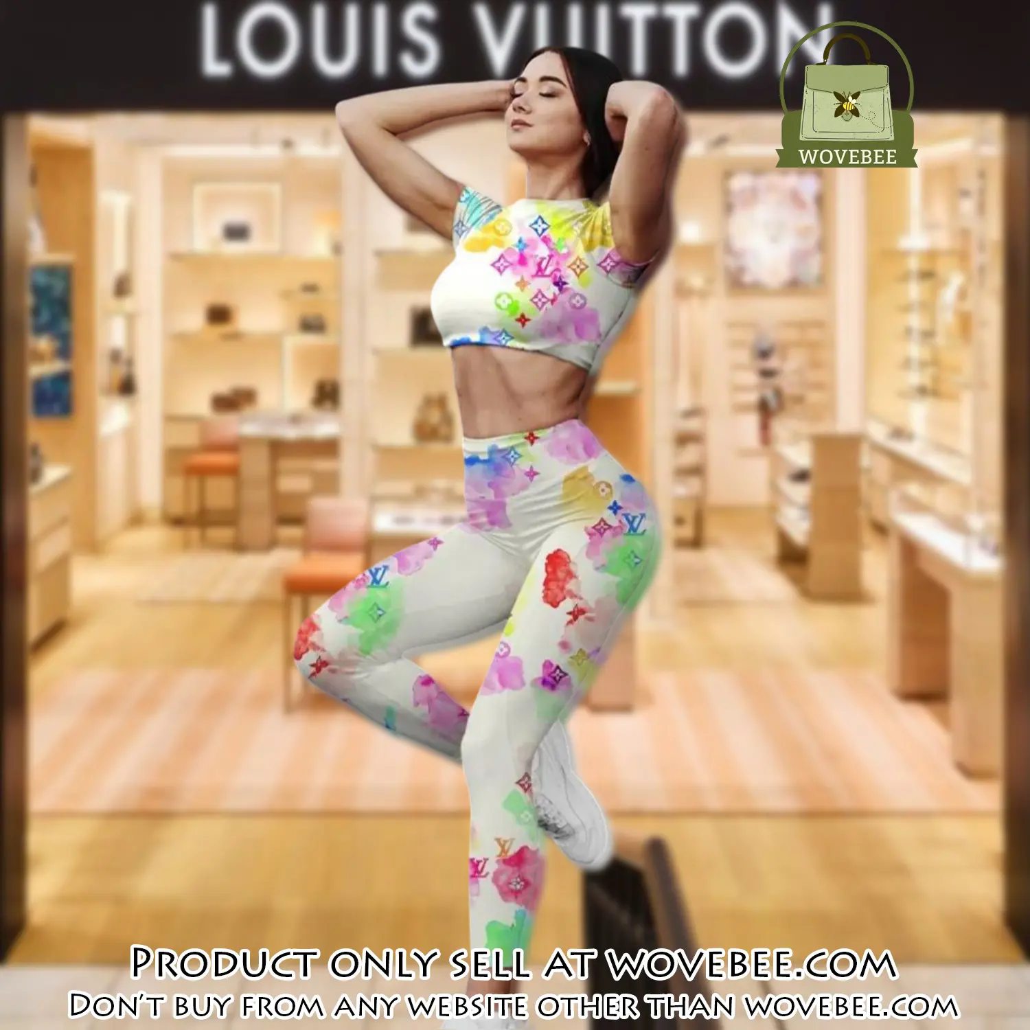 Rainbow louis vuitton luxury sportwear combo luxury brand crop top tshirt and legging for women ctl1041 wvb0815409